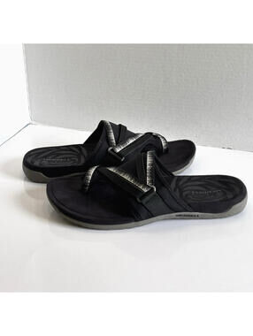 Merrell Terran 3 Cush Post Sandal Women's 11 Black Comfort Slide Toe Loop Shoes